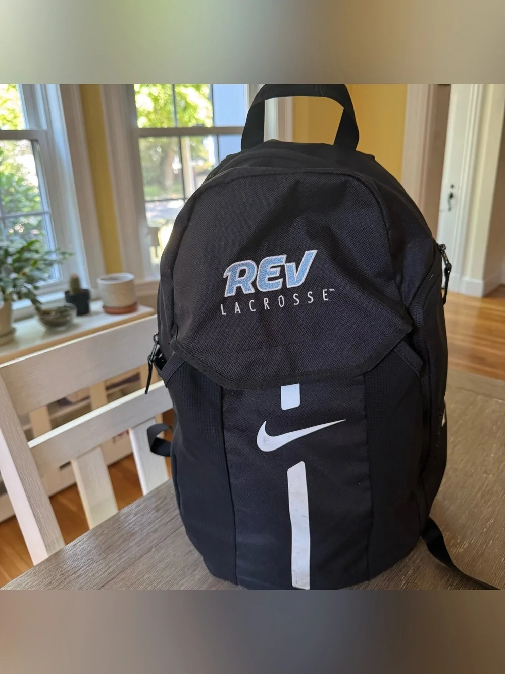 Nike Lacrosse Black Backpack with White Accents REV Logo